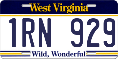 WV license plate 1RN929