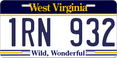 WV license plate 1RN932