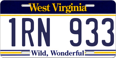 WV license plate 1RN933