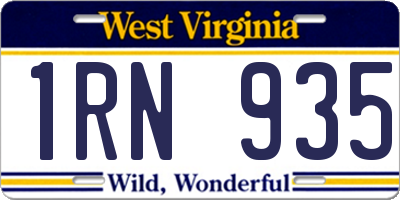 WV license plate 1RN935