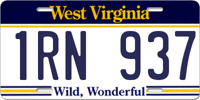 WV license plate 1RN937