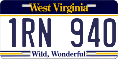 WV license plate 1RN940