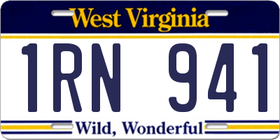 WV license plate 1RN941