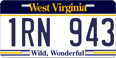 WV license plate 1RN943