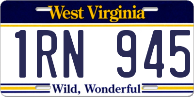 WV license plate 1RN945