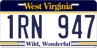 WV license plate 1RN947