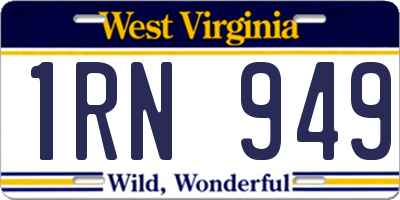 WV license plate 1RN949