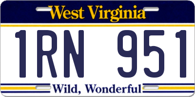 WV license plate 1RN951