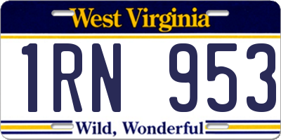 WV license plate 1RN953