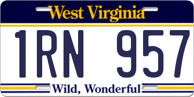 WV license plate 1RN957