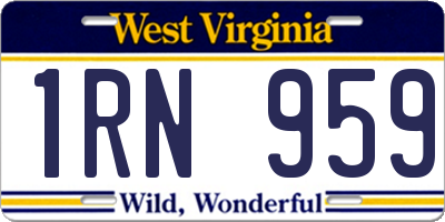 WV license plate 1RN959
