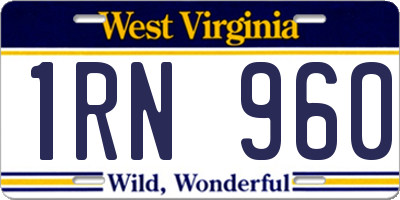 WV license plate 1RN960