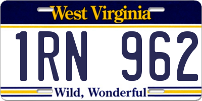 WV license plate 1RN962