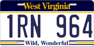WV license plate 1RN964