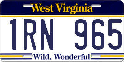 WV license plate 1RN965
