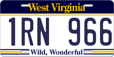 WV license plate 1RN966