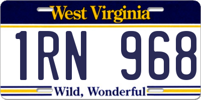 WV license plate 1RN968