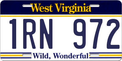 WV license plate 1RN972