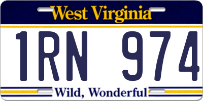 WV license plate 1RN974