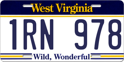 WV license plate 1RN978