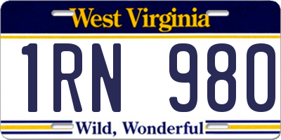 WV license plate 1RN980