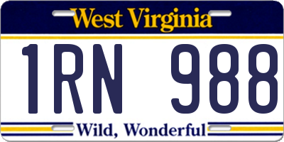 WV license plate 1RN988