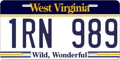 WV license plate 1RN989