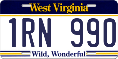 WV license plate 1RN990