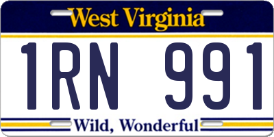WV license plate 1RN991