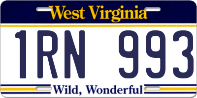 WV license plate 1RN993