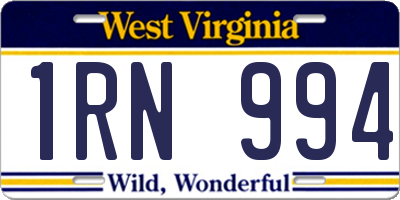WV license plate 1RN994