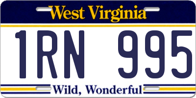 WV license plate 1RN995