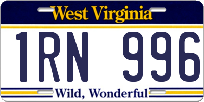 WV license plate 1RN996