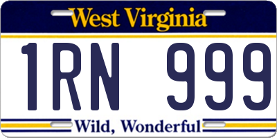 WV license plate 1RN999