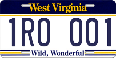 WV license plate 1RO001