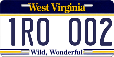 WV license plate 1RO002