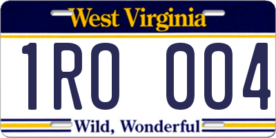 WV license plate 1RO004