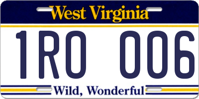 WV license plate 1RO006