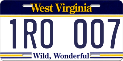 WV license plate 1RO007