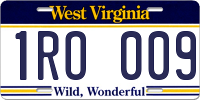 WV license plate 1RO009