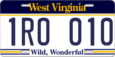 WV license plate 1RO010