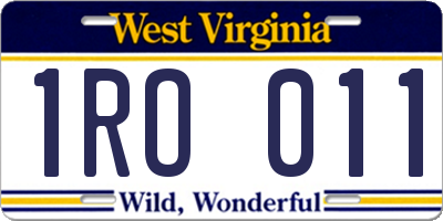 WV license plate 1RO011