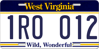 WV license plate 1RO012