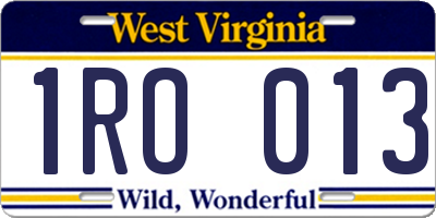 WV license plate 1RO013
