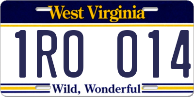 WV license plate 1RO014