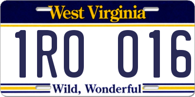 WV license plate 1RO016