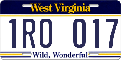 WV license plate 1RO017