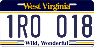 WV license plate 1RO018