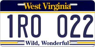 WV license plate 1RO022