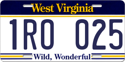 WV license plate 1RO025